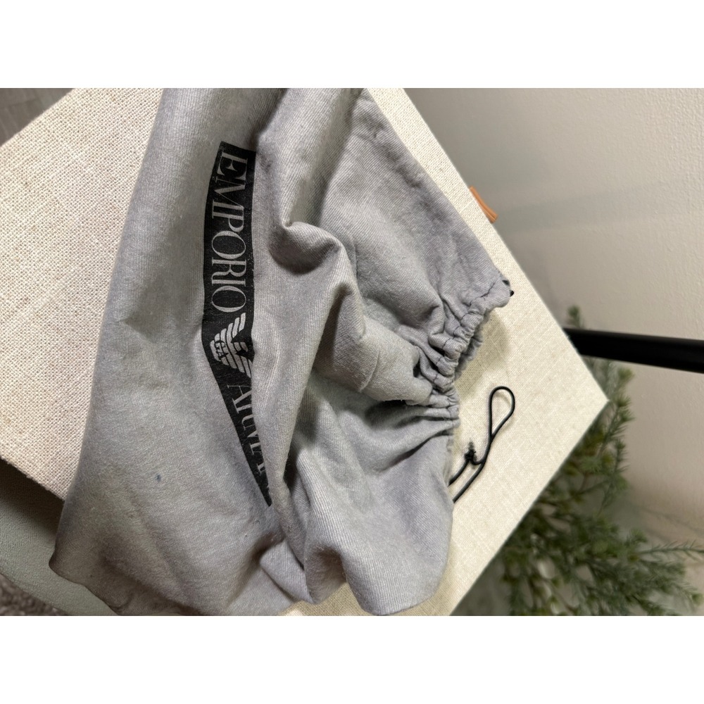 Emporio Armani Grey Fabric Drawstring Dust‎ Bag Logo Storage Pouch Accessory Bag